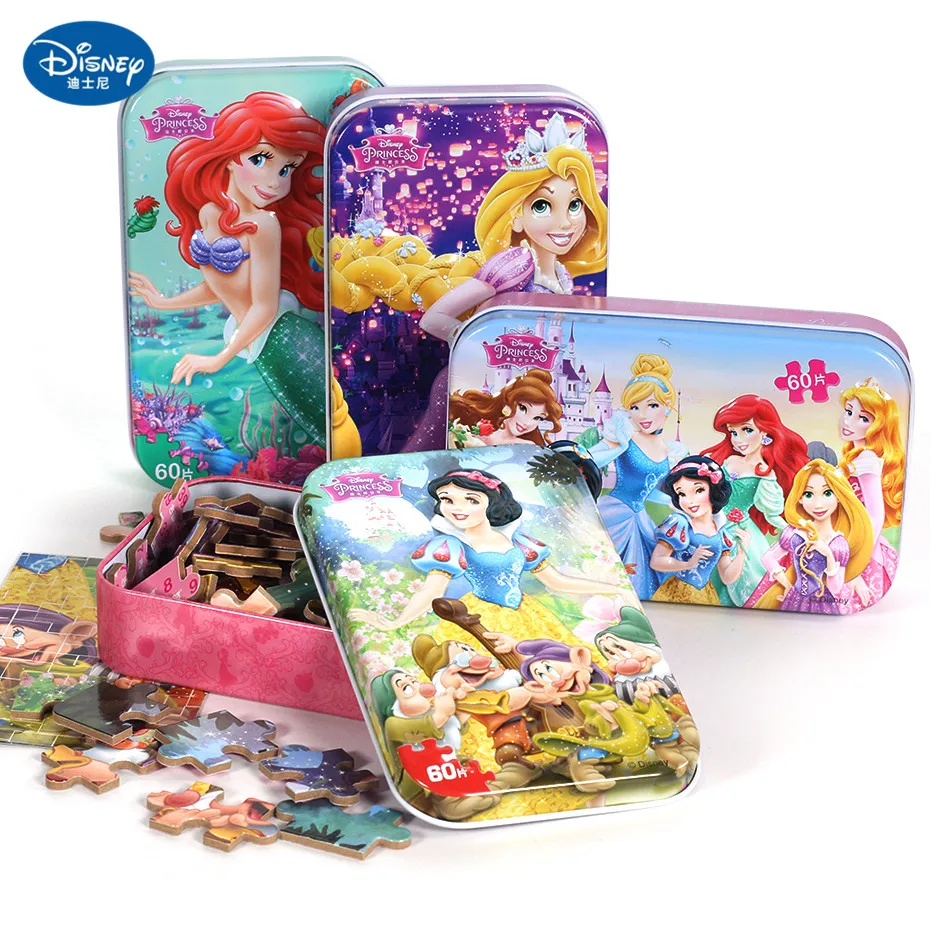 Дисней 60 штук принцесса замороженная деревянная коробка головоломка Раннее