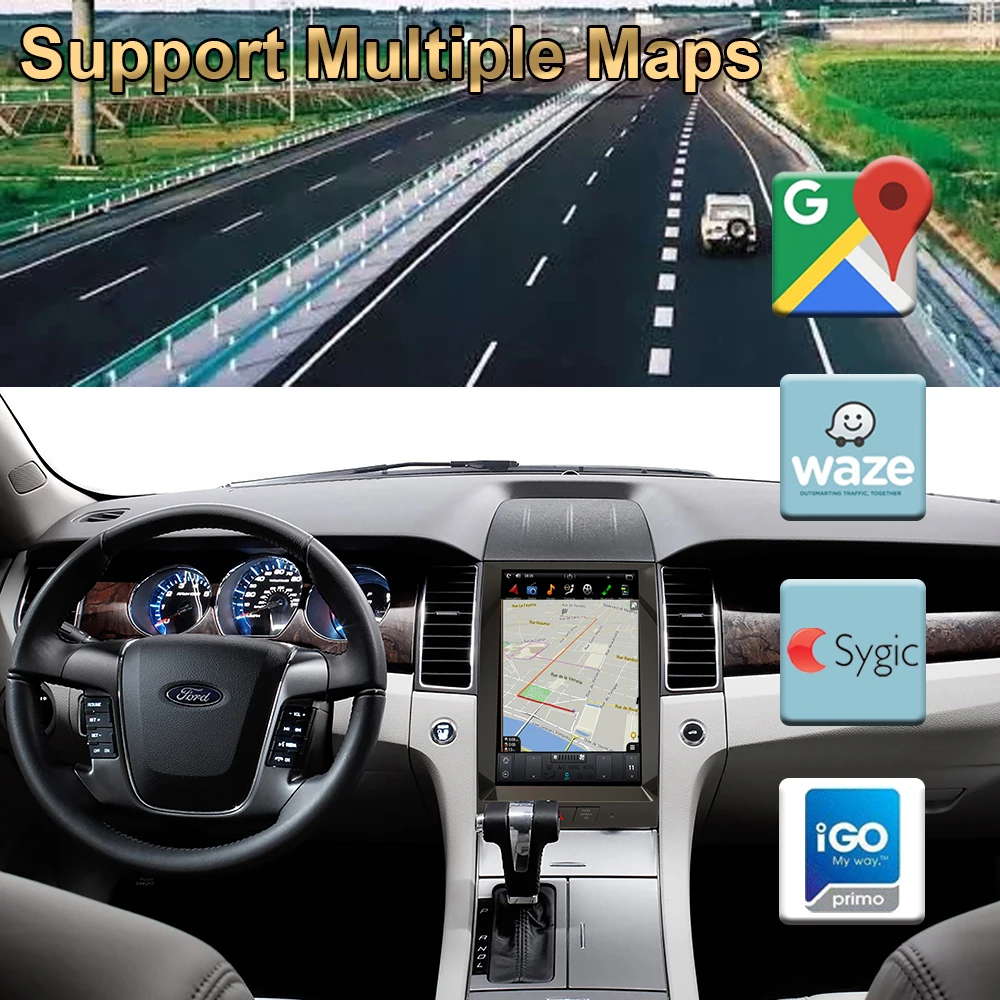 Автомобильный GPS-навигатор на Android 9 0 экран в стиле Tesla для Ford Taurus 2012-2016 радио