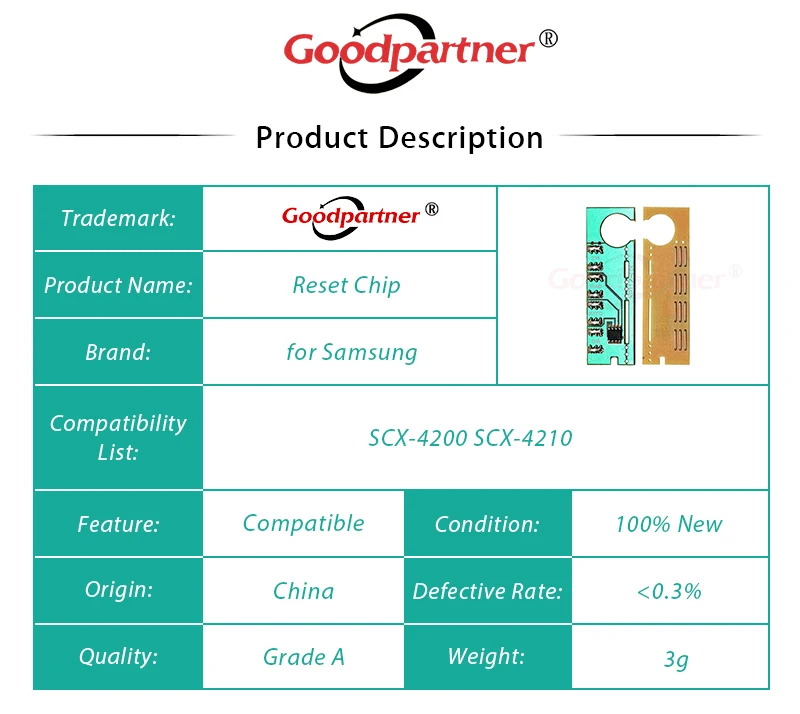 10X тонер картридж чип сброса для Samsung SCX 4200 D4200A 4210 4220 / SCX4200 SCX4210 SCX4220|Чип картриджа| |