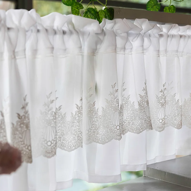 gxi white half curtain willow leaf water soluble lace coffee tulle pure for bar kitchen cabinet door short valance sheer dl055 c free global shipping