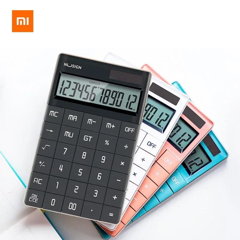 Калькулятор Xiaomi Youpin NUSIGN 12 битный широкоформатный Двойной источник питания