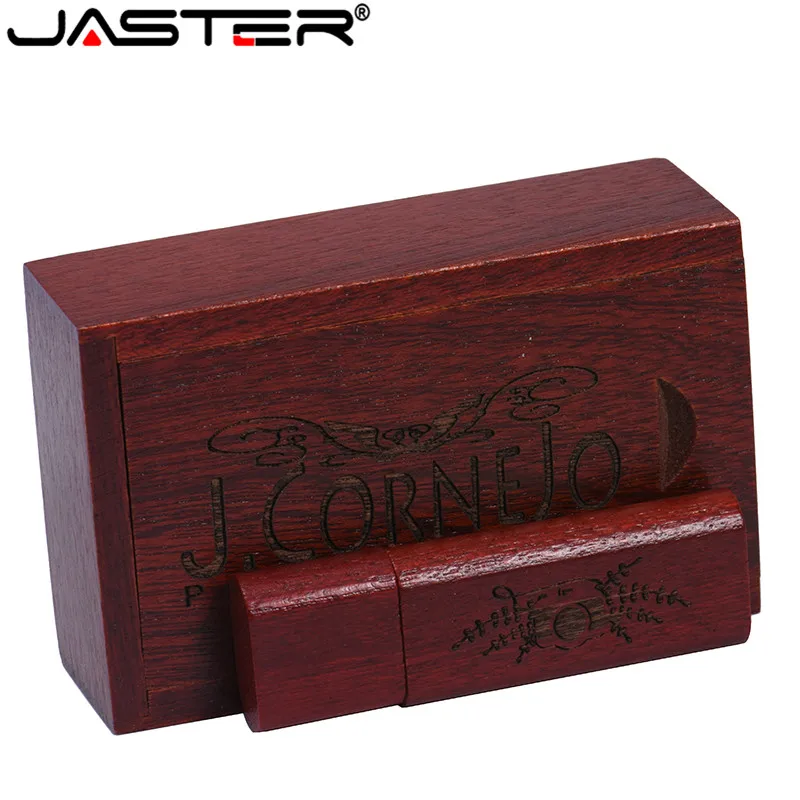 JASTER логотип на заказ деревянный usb флэш-накопитель с коробкой флеш-накопитель 64