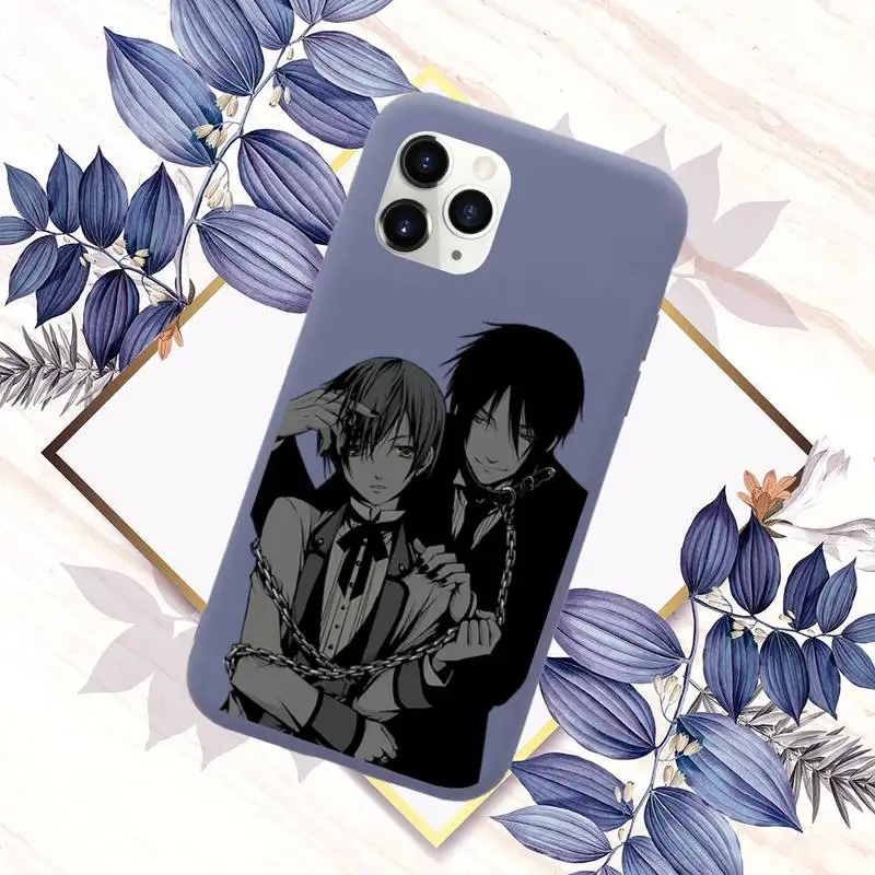 

Black Butler anime Phone Case Purple Candy Color for iPhone 11 12 mini pro XS MAX 8 7 6 6S Plus X SE 2020 XR