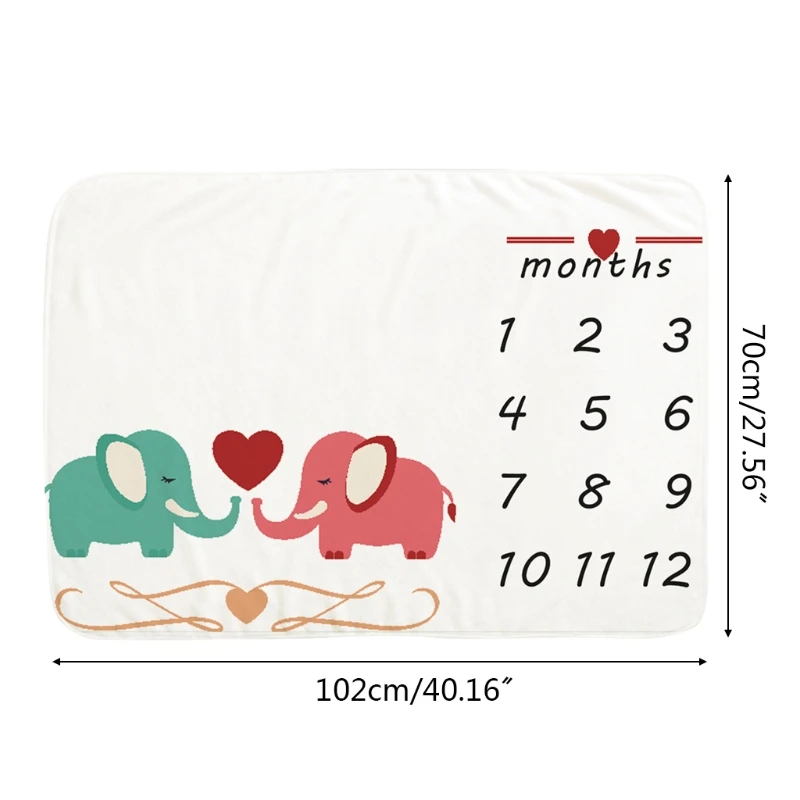 

Baby Monthly Record Growth Milestone Blanket Newborn Soft Flannel Swaddle Wrap Photography Props Creative Background