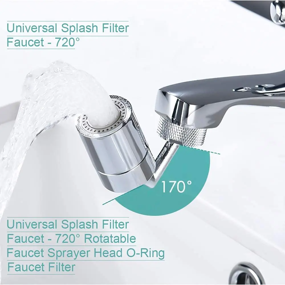 

720 Degree Universal Splash Filter Faucet Spray All Copper Spool Extender Adapter Bathroom Kitchen Tap Nozzle Flexible