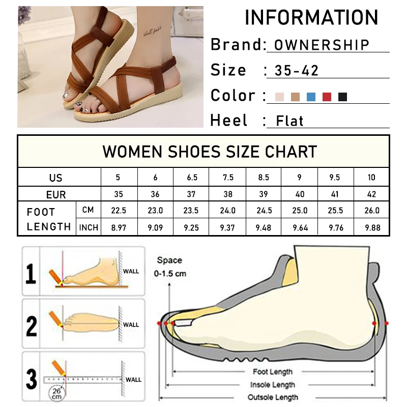 

Woman Elastic Band Sandals Female Open Toe Shoes Ladies Solid Casual Women Beach Flats Women's Breathable Footwear Plus Size