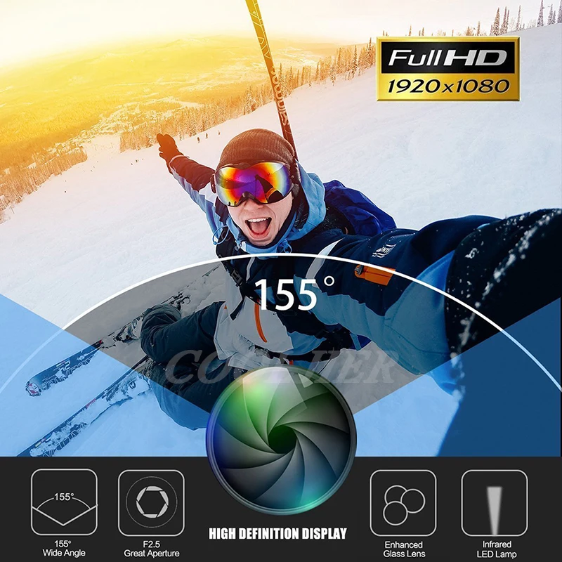 Мини видеокамера HD с ночным видением на водонепроницаемом корпусе для записи движения на открытом воздухе для спорта, видеонаблюдения маленького дома, безопасности ребенка и домашних животных.