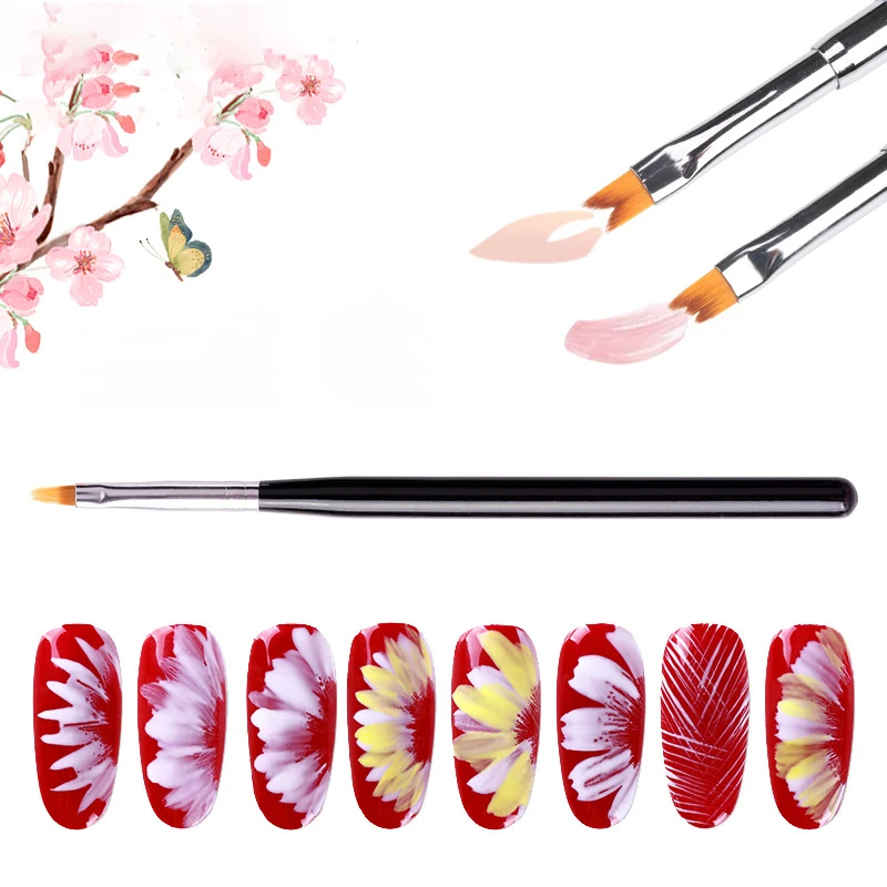 1 шт. ручка для ногтей с лепестками резной карандаш маникюра инструменты