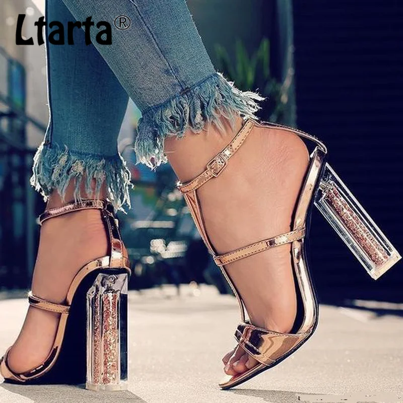 Женские босоножки на высоком каблуке с леопардовым принтом вечерние из ПВХ