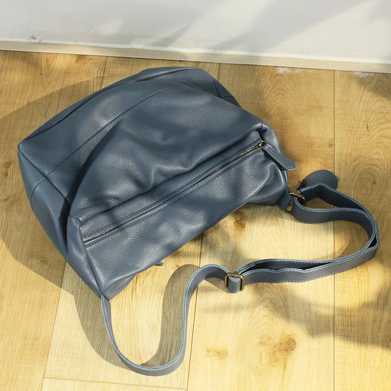 

2020 new retro literary soft leather Autumn And Winter square women's large capacity shoulder bag casual messenger bag handbag