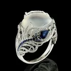 Женское кольцо с лунным камнем Crazy Blue, модное кольцо с цветком из фианита, обручальное кольцо, подарки