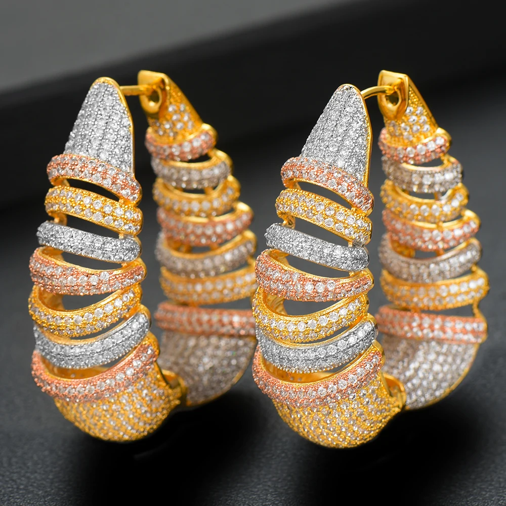 Godki роскошный спиральный провод массивные большие серьги кольца для женщин