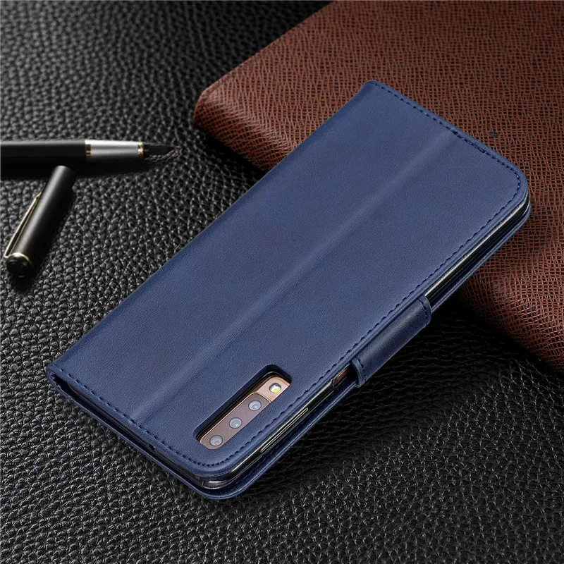 Чехол-книжка для samsung Galaxy A7, кожаный чехол-кошелек для samsung A6 A8 A7 Plus A3 A5, однотонный цветной чехол