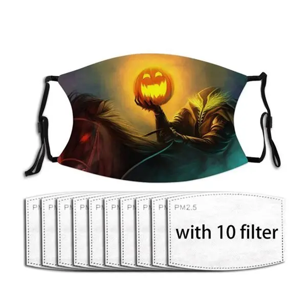 

Rider With Halloween Pumpkin Face Mask Adult Non-Disposable Mouth Face Mask Anti Haze Anti Dust Cover Mascarilla