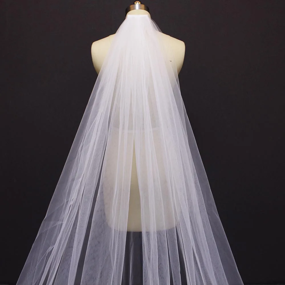 Длинная мягкая фатиновая Свадебная Фата с расческой высокое качество простая