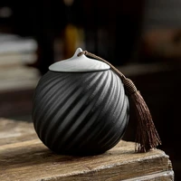 creative black ceramic thread sealed jar home porcelain tea caddy large capacity candy coffee bean storage box home decoration
