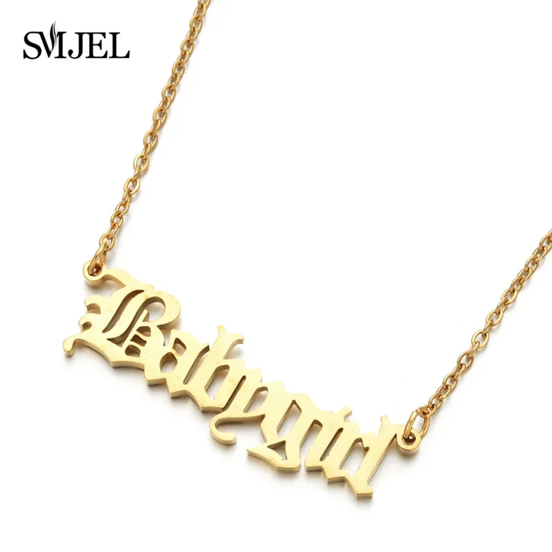 Ожерелье из нержавеющей стали с буквенным принтом колье в английском стиле для