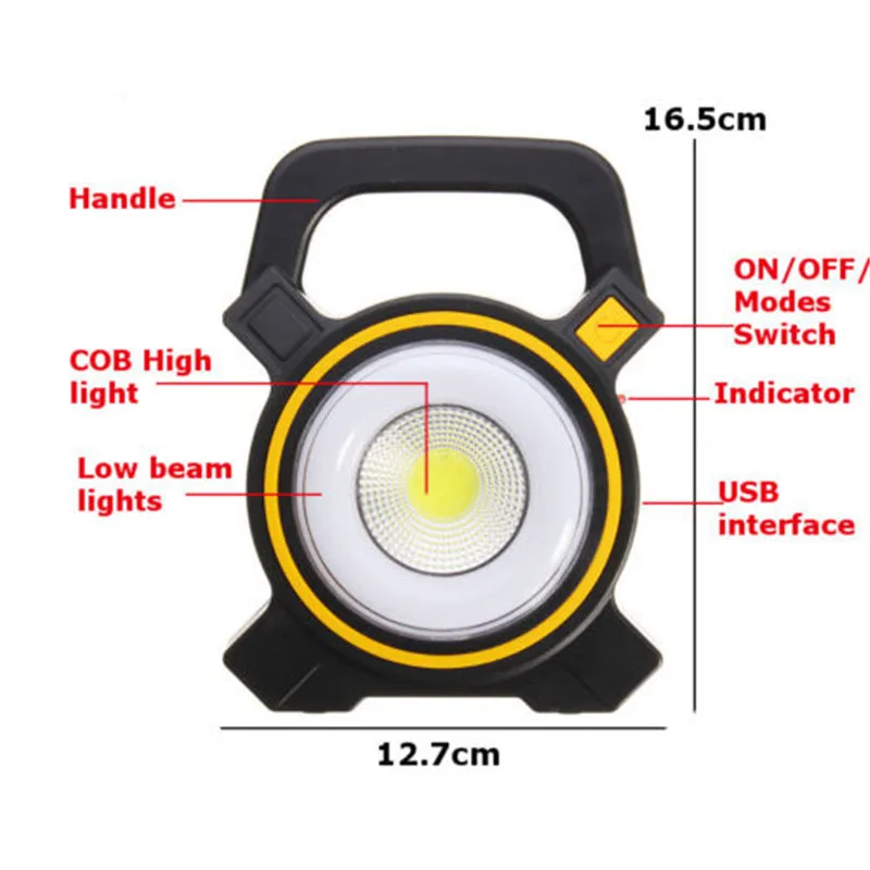 Solar Powered Lantern Usb Rechargeable 60W COB LED Work Light Portable Flood Outdoor Garden Spot Lamp for Camping | Лампы и освещение