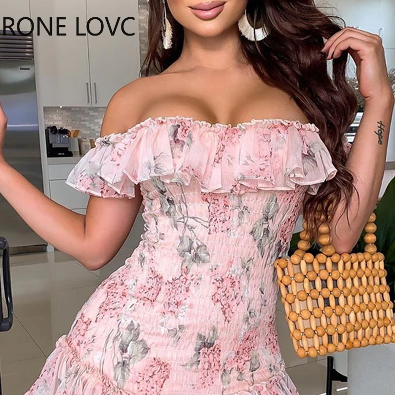 Женское пикантное платье рубашка с цветочным принтом оборками и открытыми