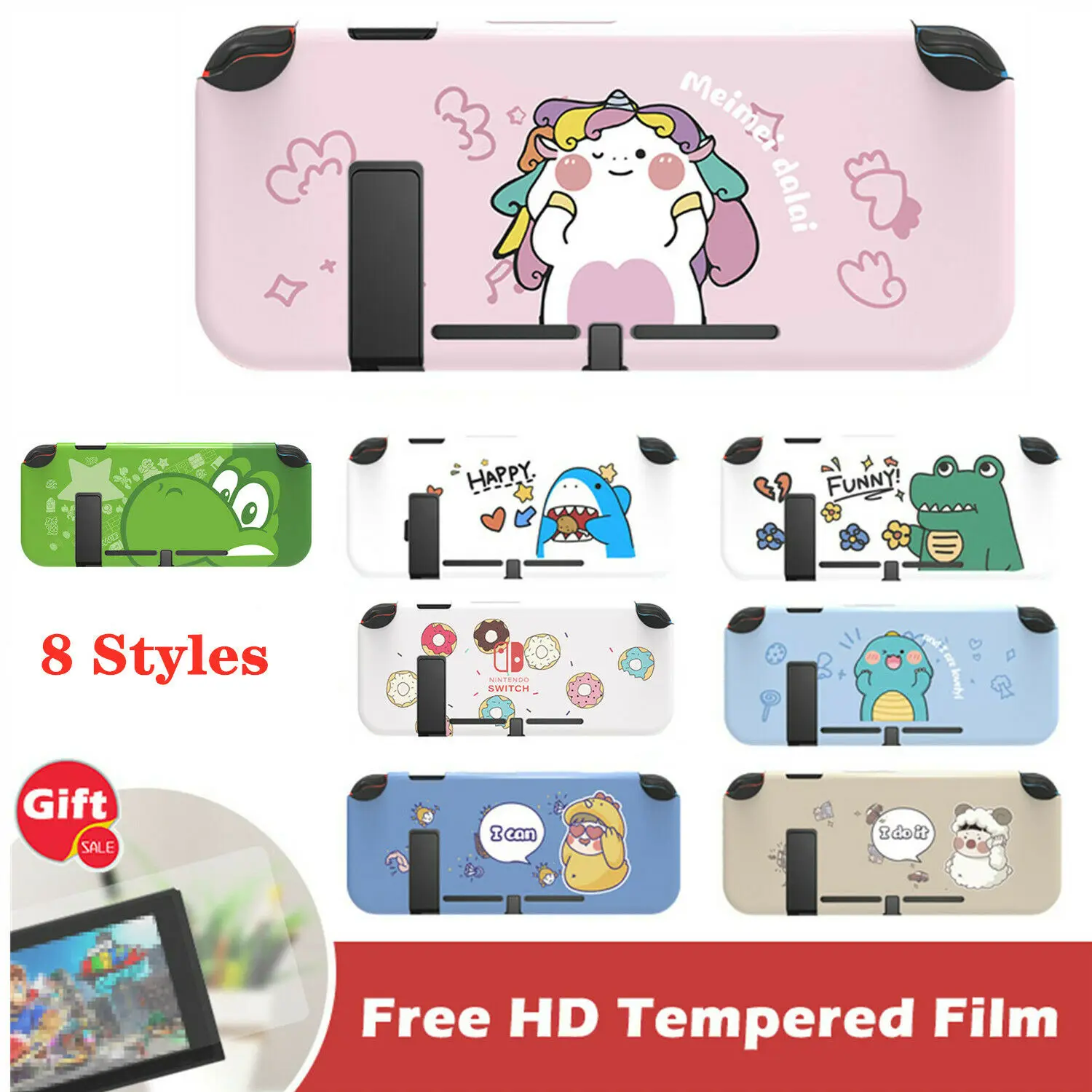 

Kawaii Sheep Hard Case Cover Protective Cute Back Grip Shell with HD Tempered Glass for Nintendo Switch/Lite Console Jon-Cons