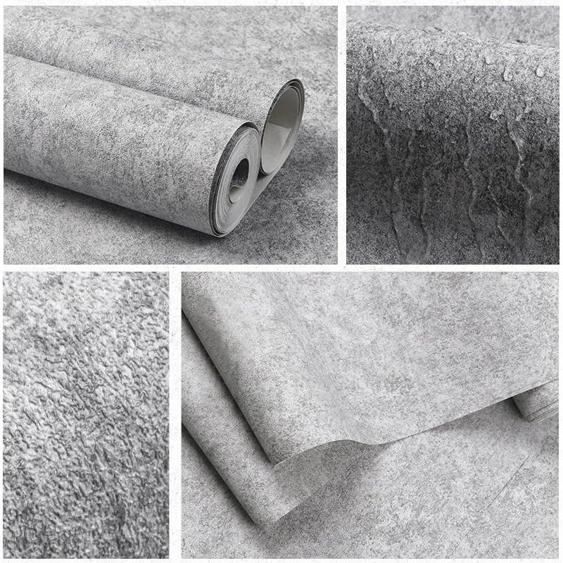 

Papel tapiz de Color Vintage moderno con textura de hormigon blanco gris vinilo PVC cemento papel de pared de Color puro