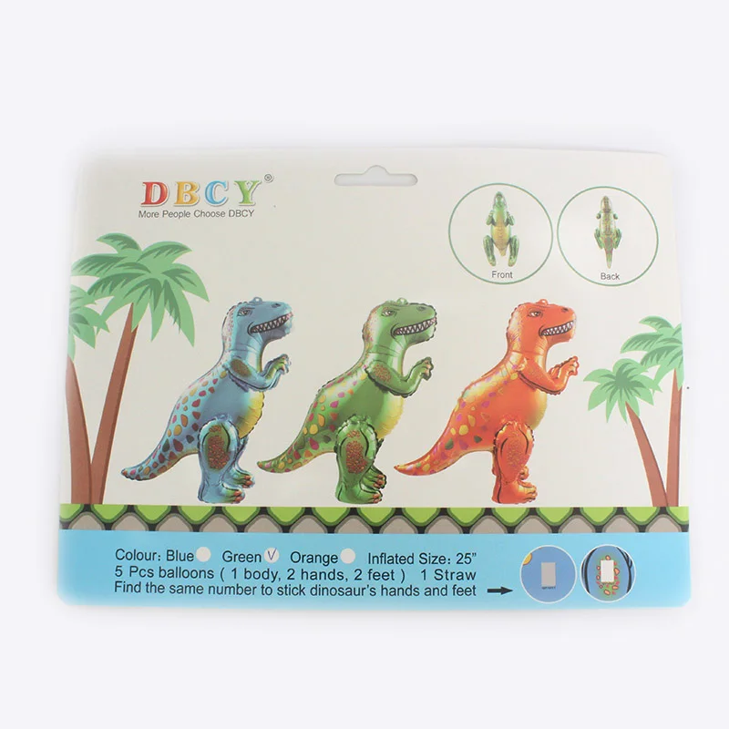 1 шт. 3D реквизит Динозавр для вечеринки Сращивание красный динозавр Фольга