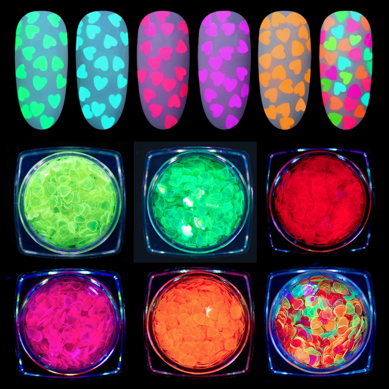 Неон фосфор голографический флуоресцентный Блестящий Порошок для ногтей