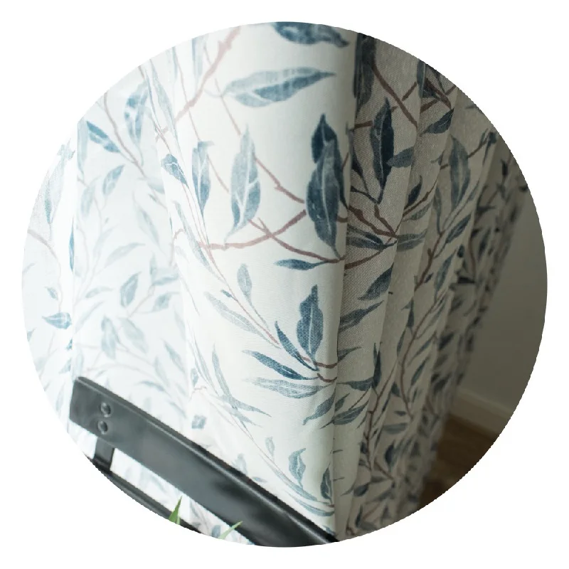 

Willow Branches Modern Curtains for Living Room Bedroom European Style Black Silk Shading Printing Curtains Tulle Custom