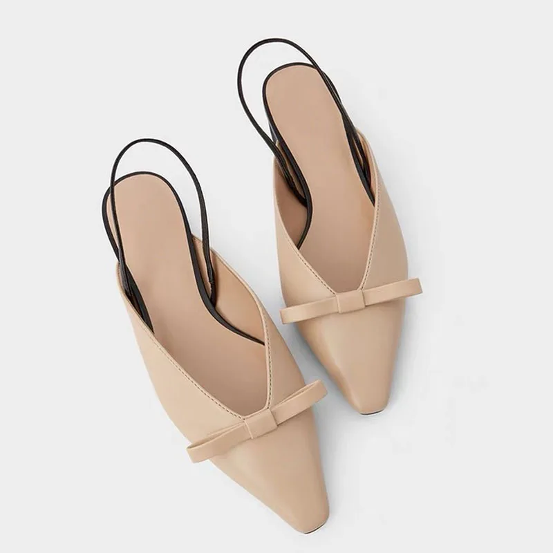 

ZAR Woman 2021 Shoes High Heels Spring Summer Pointed Toe Sexy Bow Outer Wear Muller Sandals And Slippers Women Plus Size 41