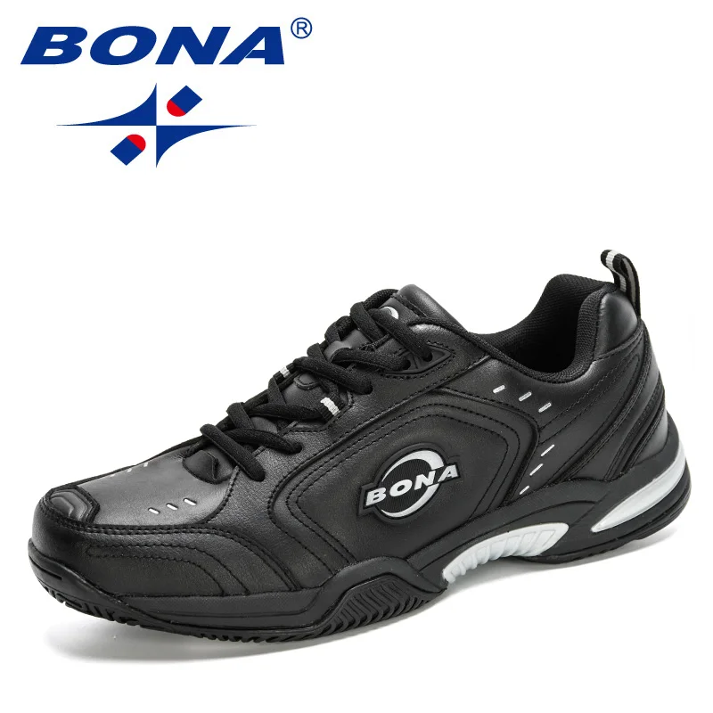 

BONA 2021 New Designers Action Leather Tennis Shoes Man Volleyball Badminton Shoes Men Court Training Sneakers Mansculino Trendy