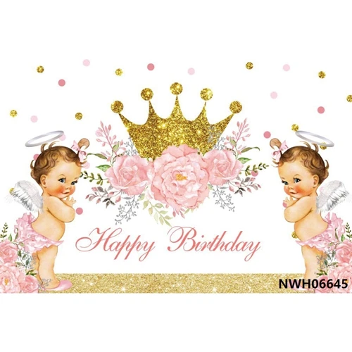 Yeele Baby 1st Birthday Backdrop Girl Princess Baby Shower Золотая Корона розовая пользовательская фотография Виниловый фон для фотостудии - Цвет: NWH06645