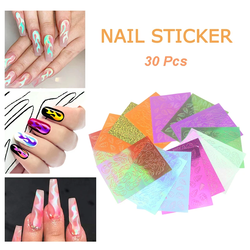 30 листов/набор голографические наклейки для маникюра 10 цветов|Стикеры и