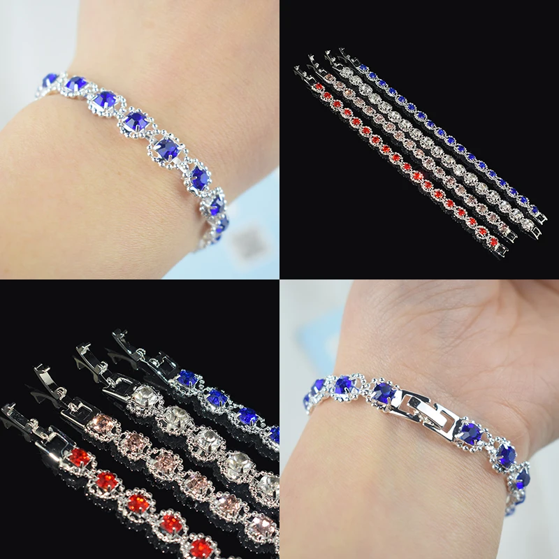 Женский золотистый браслет серебристого цвета с кристаллами очаровательный для