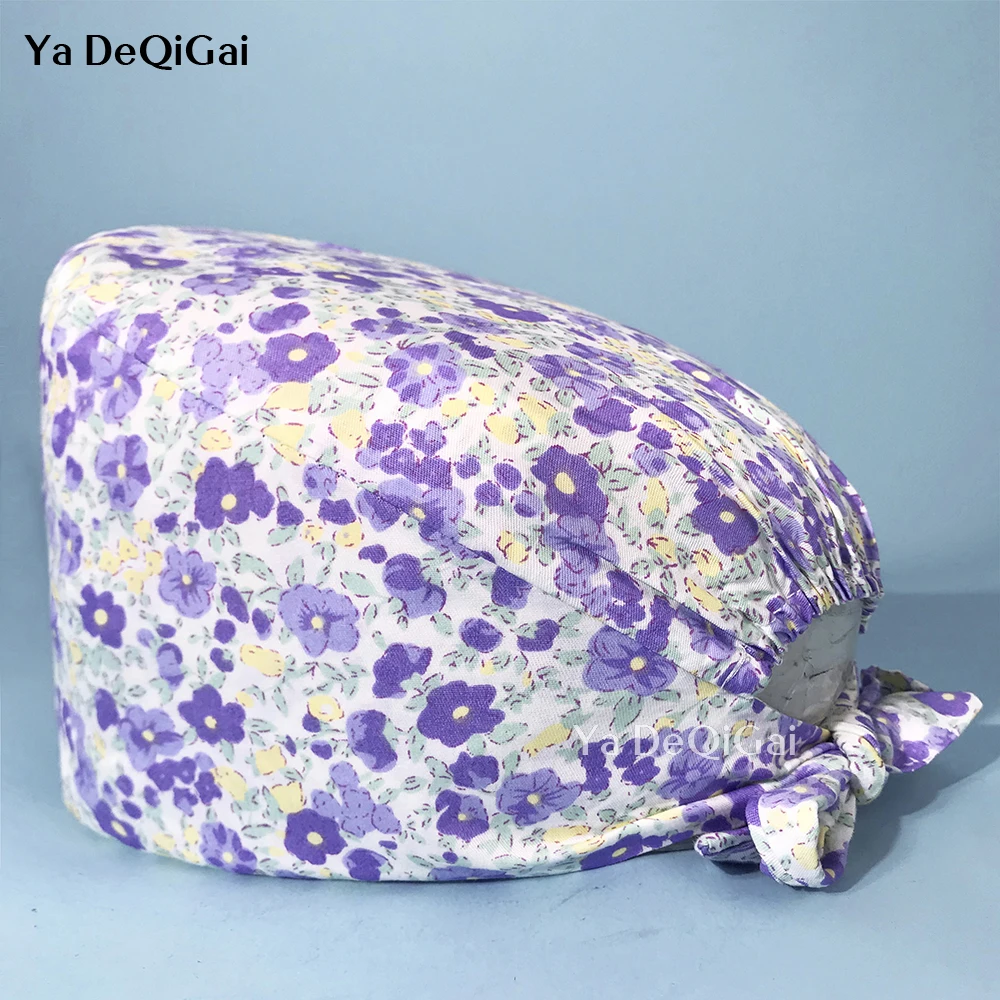 

cotton Breathable Unisex Surgical cap Fashion Cartoon cute Printed Pet Grooming Working Cap Adjustable Hygiene Care Cap Custom