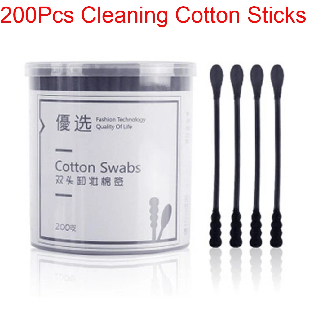 Одноразовые ватные тампоны 200 шт./упак. чистка ушей черные спиральные палочки