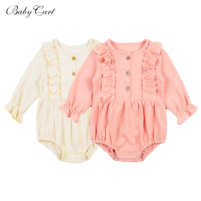 

Cotton Gauze Baby Light Wrinkled Cloth Long-sleeved Triangle Rompers Baby Jumpsuit Romper