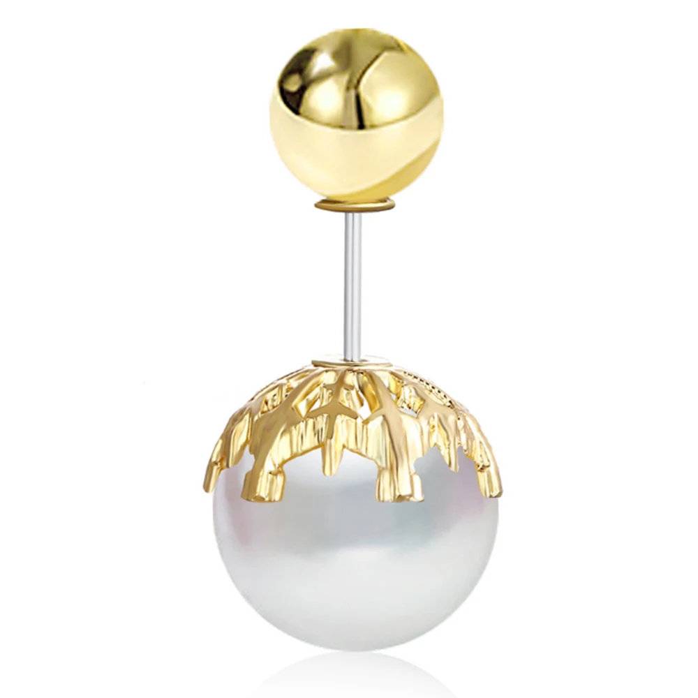 Женская Винтажная брошь с искусственным жемчугом Большая Золотая двойной