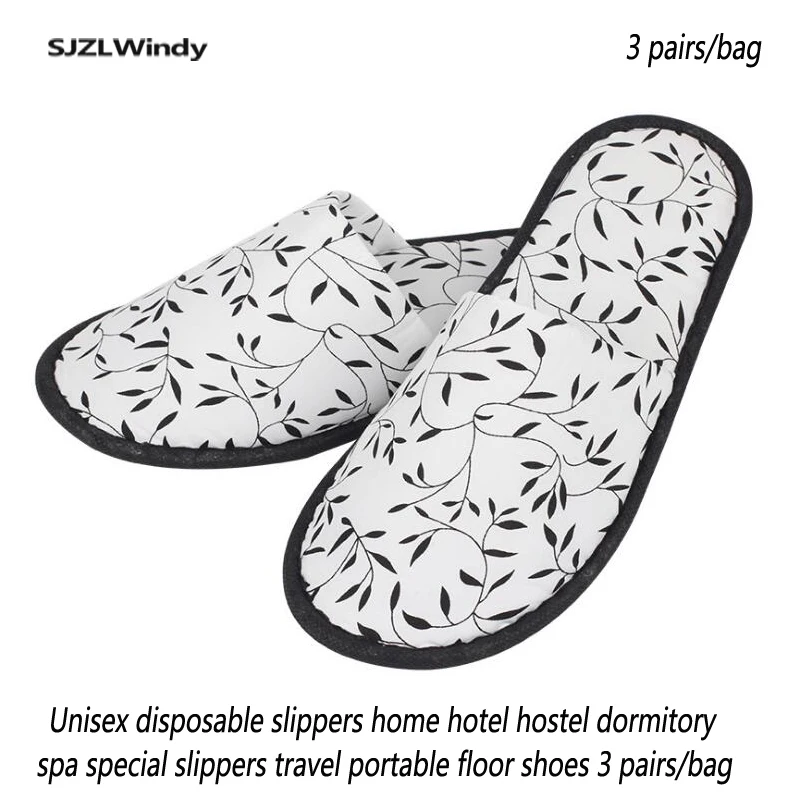 

Four Seasons Universal Disposable Slippers Home Hotel Hostel Dormitory Spa Special Slippers Portable Floor Shoes 3 Pairs/Bag