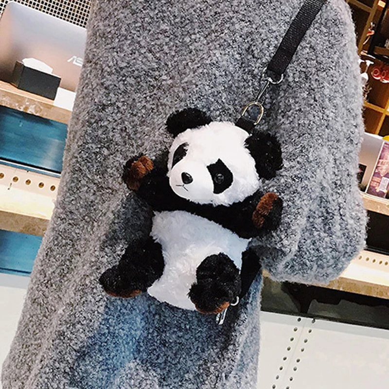

Маленькая женская сумка в виде милой панды, плюшевая женская сумка через плечо с цепочкой, женская сумка для телефона