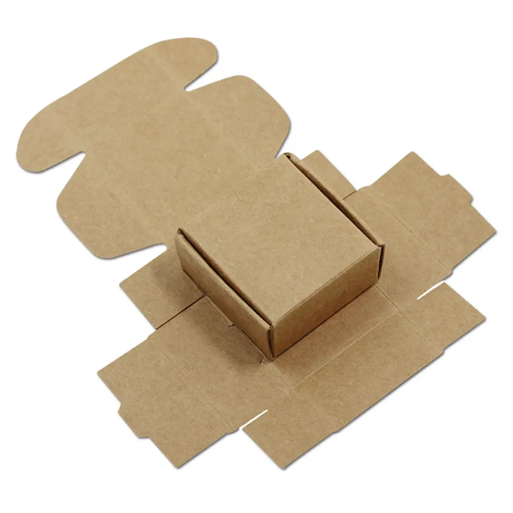 

100pcs Foldable Kraft Paper Box Decoration Paper Carton Box Christmas Gifts Package Case Jewelry Arts Storage Boxes Dust Proof