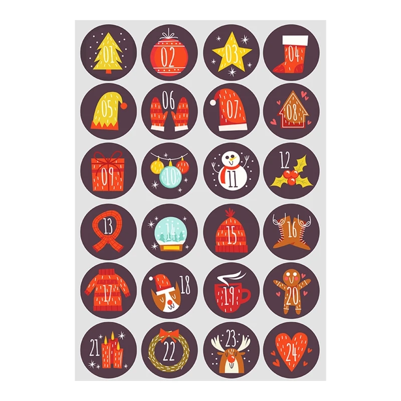 

240x Christmas Countdown Advent Calendar Number Sticker Gift Package Seal Label M17F