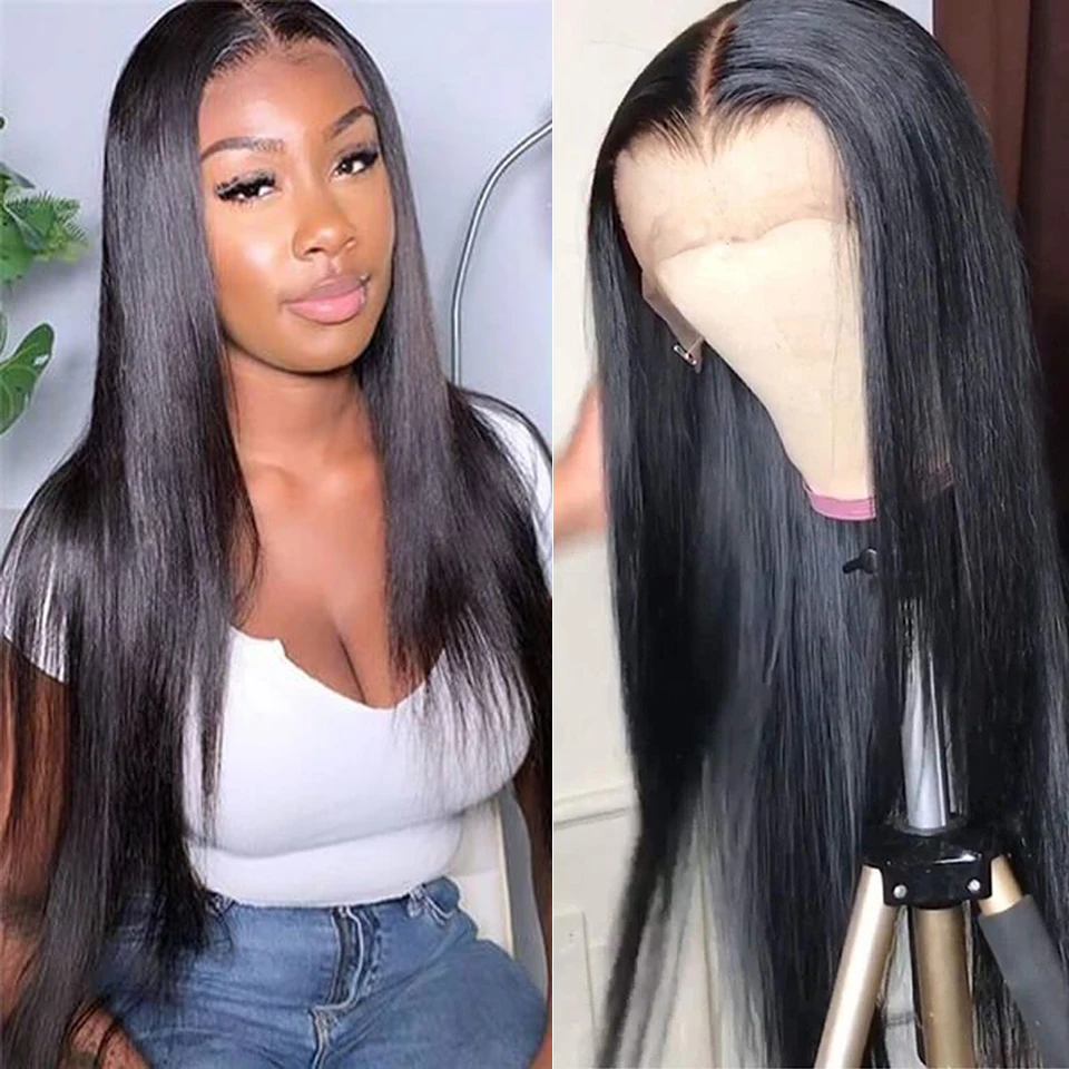 Brazilian Straight Lace Front Wig For Women Human Hair Wigs 4x4 Transparent Lace Closure Wigs Bone Straight 13x6 Lace Front Wig