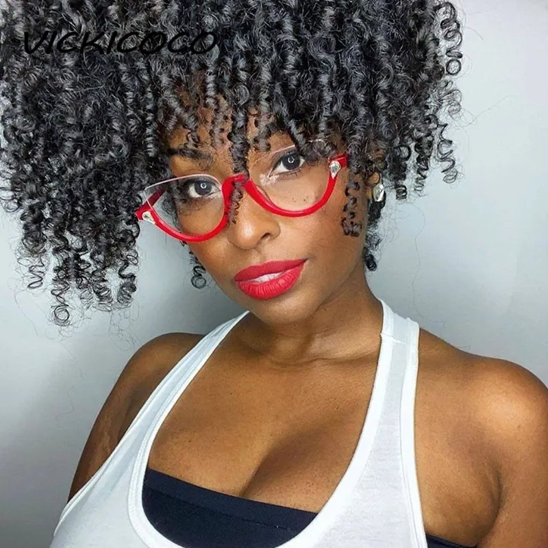 

Cat Eye Anti Blue Light Optical Half frame Glasses Frames Women Unique Leg Rhinestone Computer Eyeglasses Vintage Clear Glasses