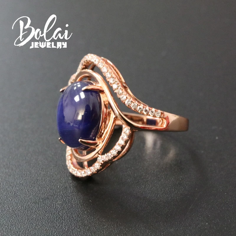 Created starlight sapphire ring gemstone oval 10*12mm about.6.37ct with 925 sterling silver creativity bolaijewelry promotion | Украшения и
