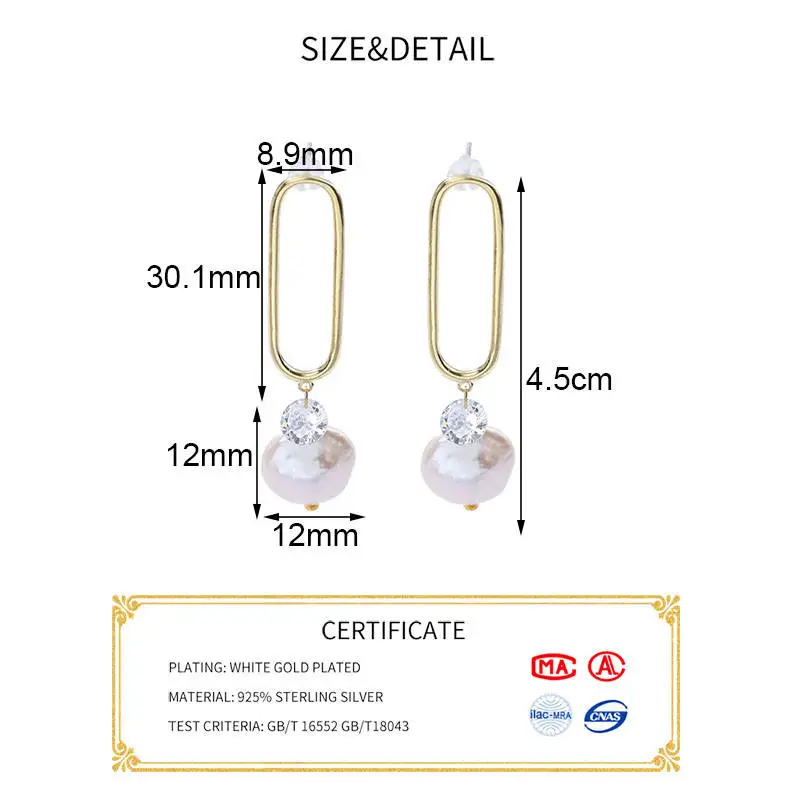 Женские серьги подвески из серебра 925 пробы с жемчугом|Серьги-подвески| |