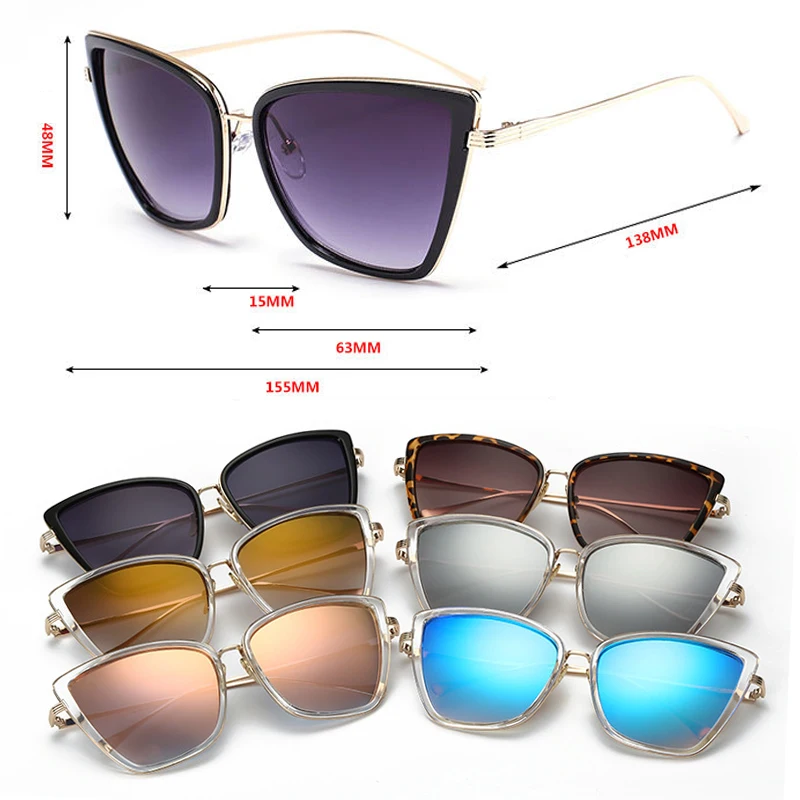 

ONEVAN 2021 Alloy Cat Eye Sunglasses Women Gradient Lens Sun Glasses Vintage Metal Oculos Feminino Travel Driving Gafas De Sol
