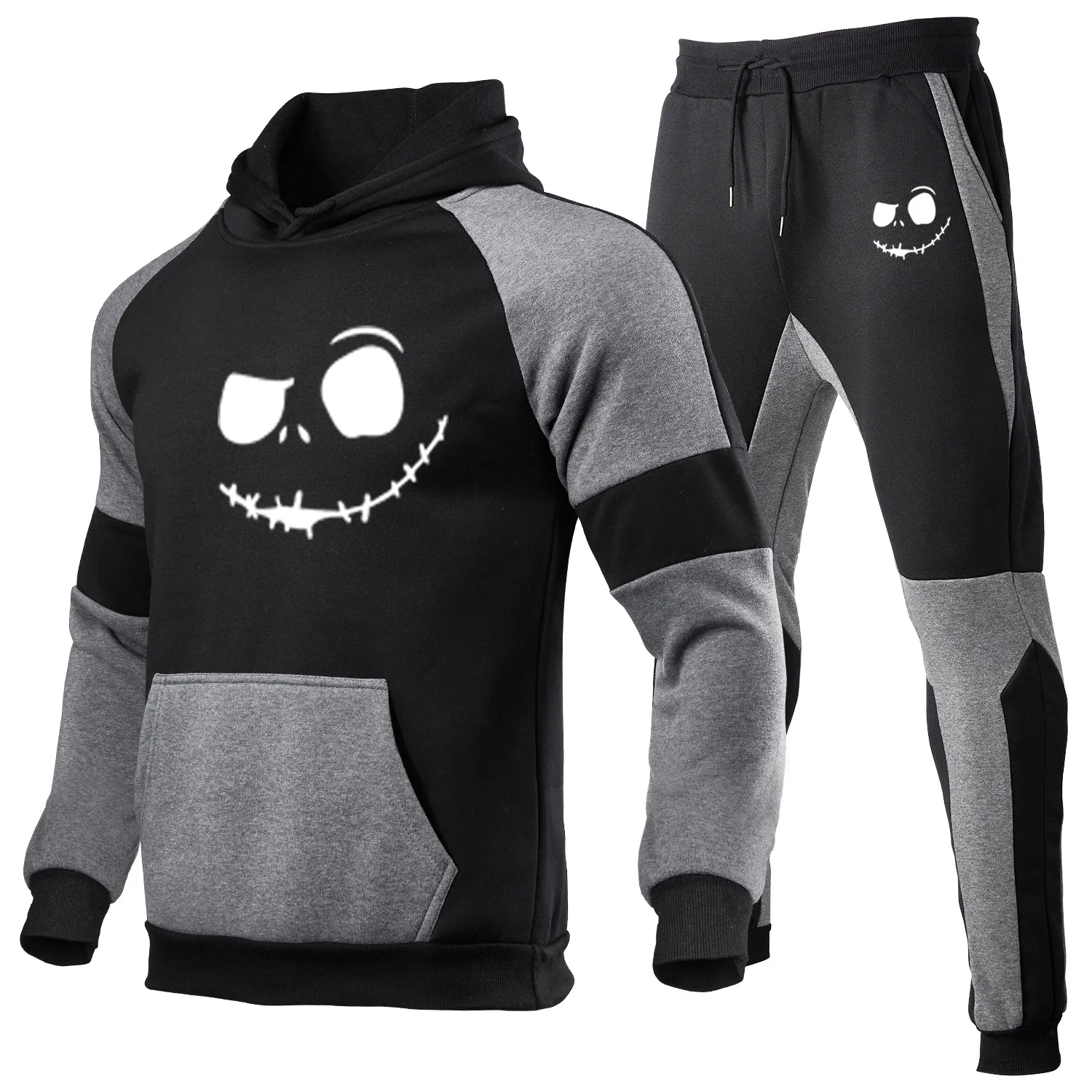 

2021 New Men's Hooded Sports Suit Cotton Polyester Drawstring Sportswear Trendy Fashion Autumn And Winter Pullover Suit S-3XL