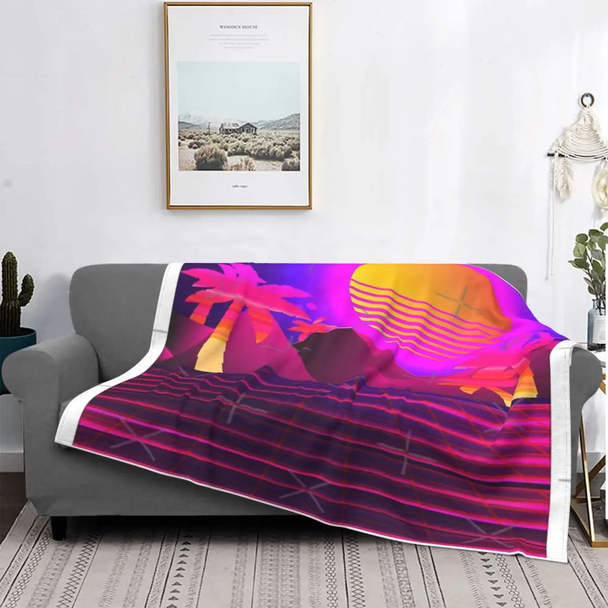 

Synthwave-Manta Retro de los anos 80 y 90, для cama colcha, manta de playa a cuadros, manta de verano, alfombra de orada islada