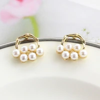 hf jel girl statement korean pearl earrings for women gold color simulated pearl drop earring simple women fashion jewelry 2021