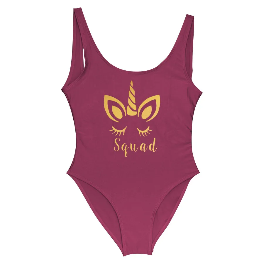 Unicorn Golden Printing Bride&ampSquad Swimsuit for Bachelorette Party Bridesmaid Swim Maid Of Honor Swimsuits One Piece | Спорт и